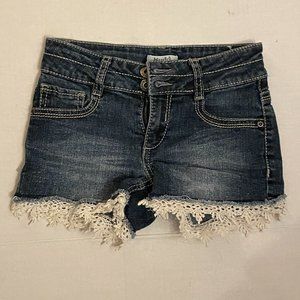 Mudd jean shorts crochet lace hem